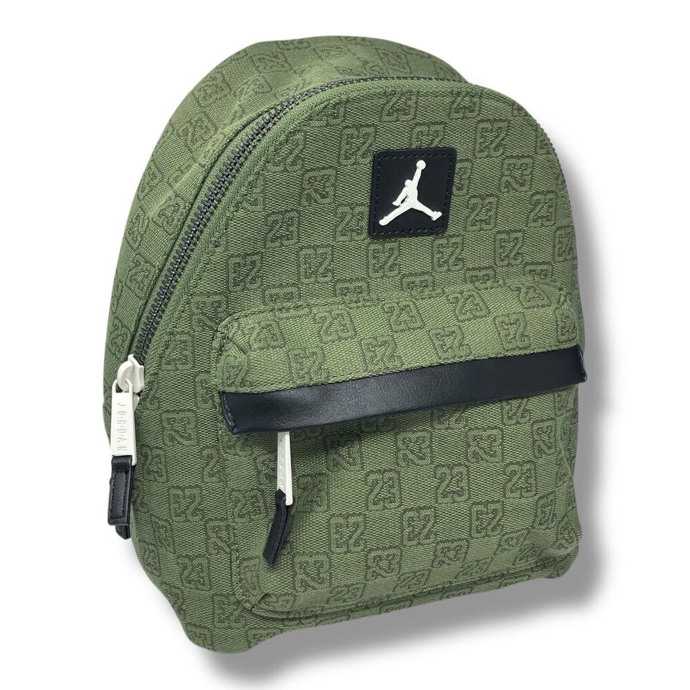 Jordan Backpack Womens‎ Green Mini Nike Monogram Logo Jacquard School 8L 7A0761